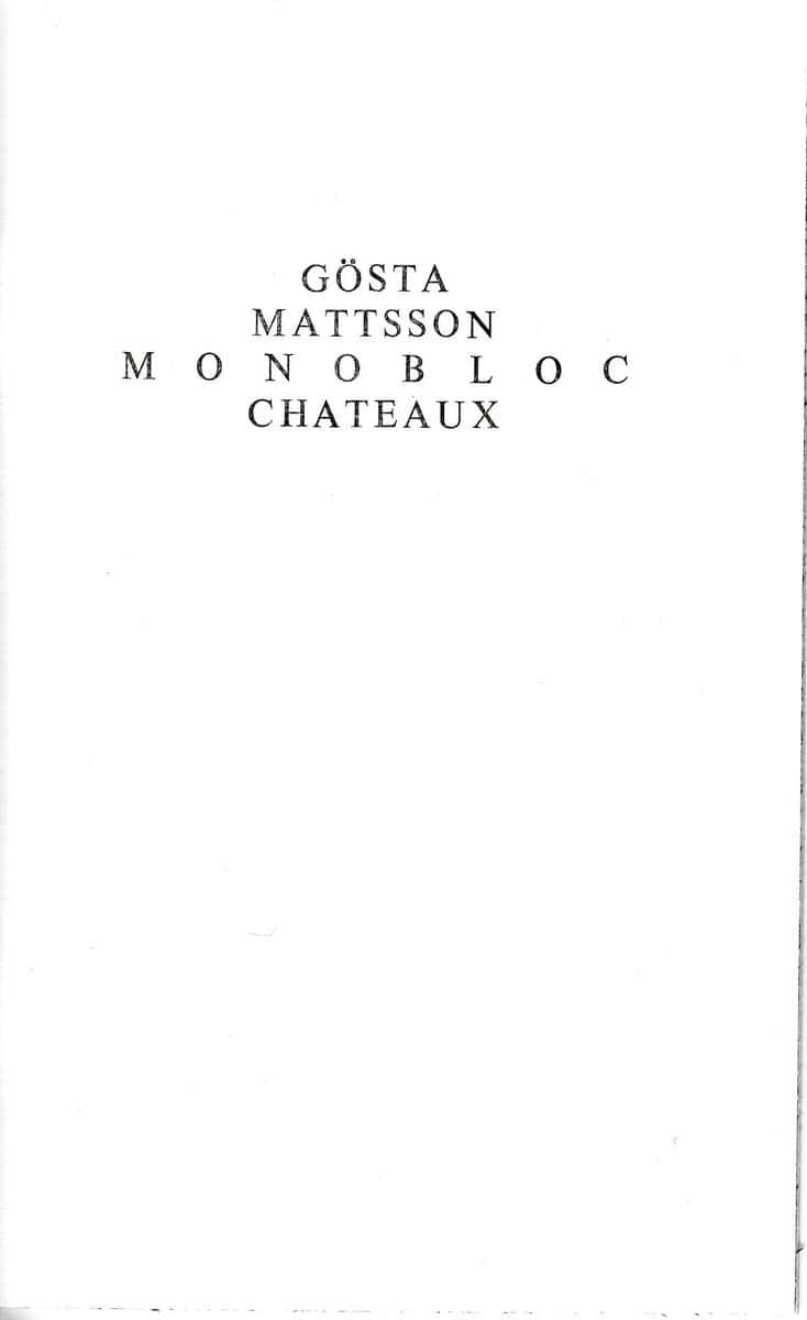 Mattsson, Gösta | Monobloc