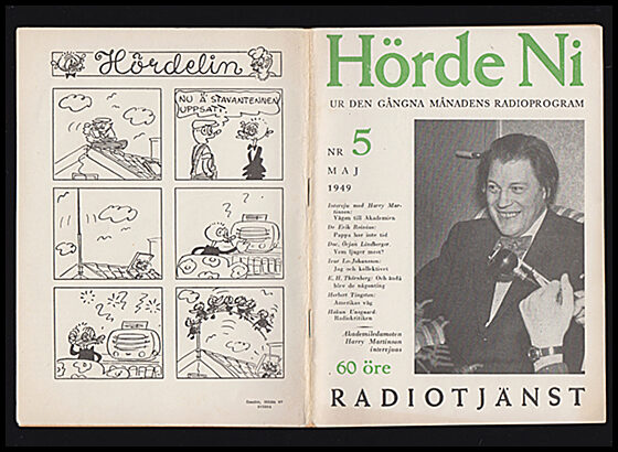 Ginsburg, Manne [red.] | Hörde ni? : Ur den gångna månadens radioprogram Nr 5. Maj, 1949 (Harry Martinson, Stig Slas Cla...