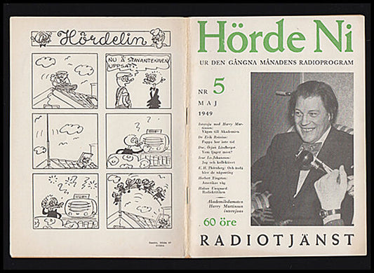 Ginsburg, Manne [red.] | Hörde ni? : Ur den gångna månadens radioprogram Nr 5. Maj, 1949 (Harry Martinson, Stig Slas Cla...