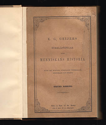 Ribbing, Sigurd [utg.] | E. G. Geijers föreläsningar : öfver menniskans historia [Geijer, Erik Gustaf (1783-1847)]