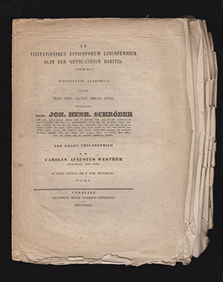 Weström, Carolus Augustus (Carl August, 1820-1882) | De visitationibus Episcoporum Lincopensium olim per Gothlandiam hab...