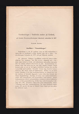 Nordin, Fredrik | Fornlemningar i Vestkinde socken : på Svenska Fornminnesföreningens bekostnad undersökta år 1877