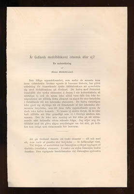 Hildebrand, Hans | Är Gotlands medeltidskonst inhemsk eller ej? : En undersökning af Hans Hildebrand.