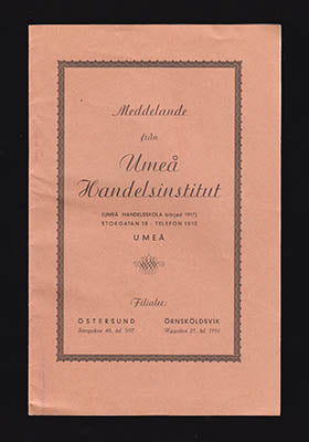 Fitinghoff, O. M. (rektor) | Meddelande från Umeå Handelsinstitut