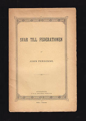 Personne, John | Svar till Federationen : [Strindberg, August (1849-1912)]