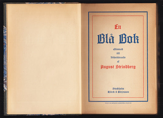 Strindberg, August | En blå bok : Aflämnad till vederbörande och utgörande kommentar till 'Svarta fanor'