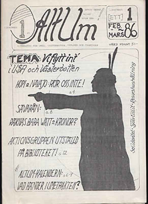 Löpnummer 1 av AltUm : Löpnummer [ETT] 1, feb+mars -86 [Aktionsgruppen i Umeå]