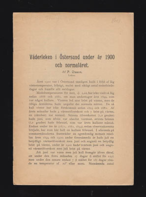 Olsson, Peter | Väderleken i Östersund under år 1900 : och normalåret