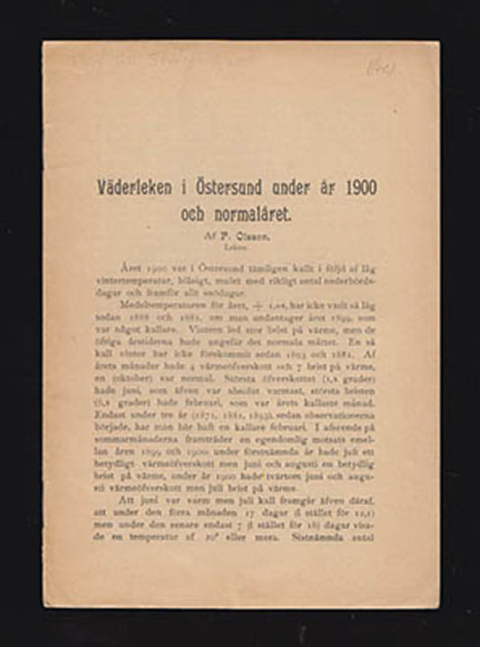 Olsson, Peter | Väderleken i Östersund under år 1900 : och normalåret