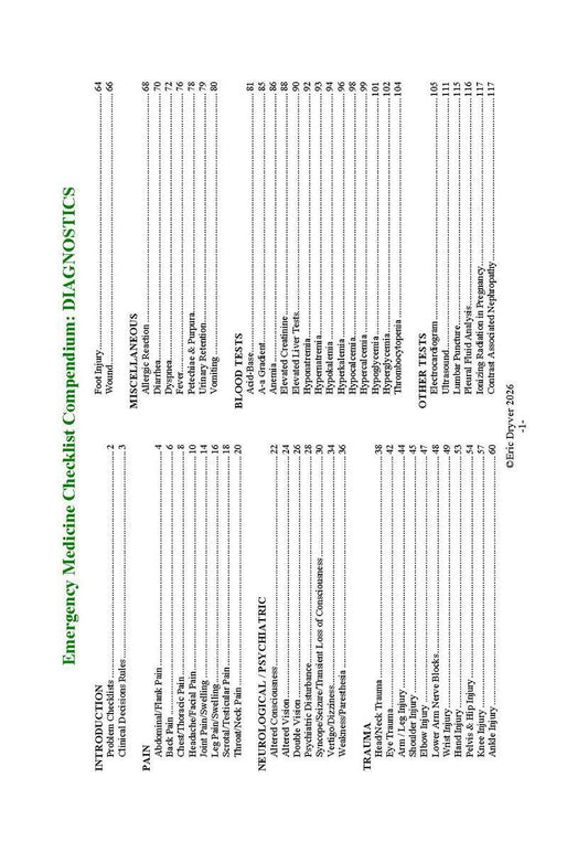 Emergency medicine checklist compendium : Diagnostics & resuscitation