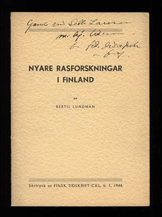 Lundman, Bertil | Nyare rasforskningar i Finland
