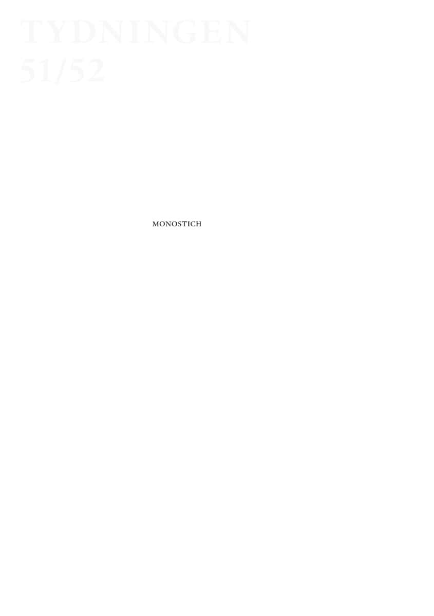 Tydningen 51-52 : Monostich