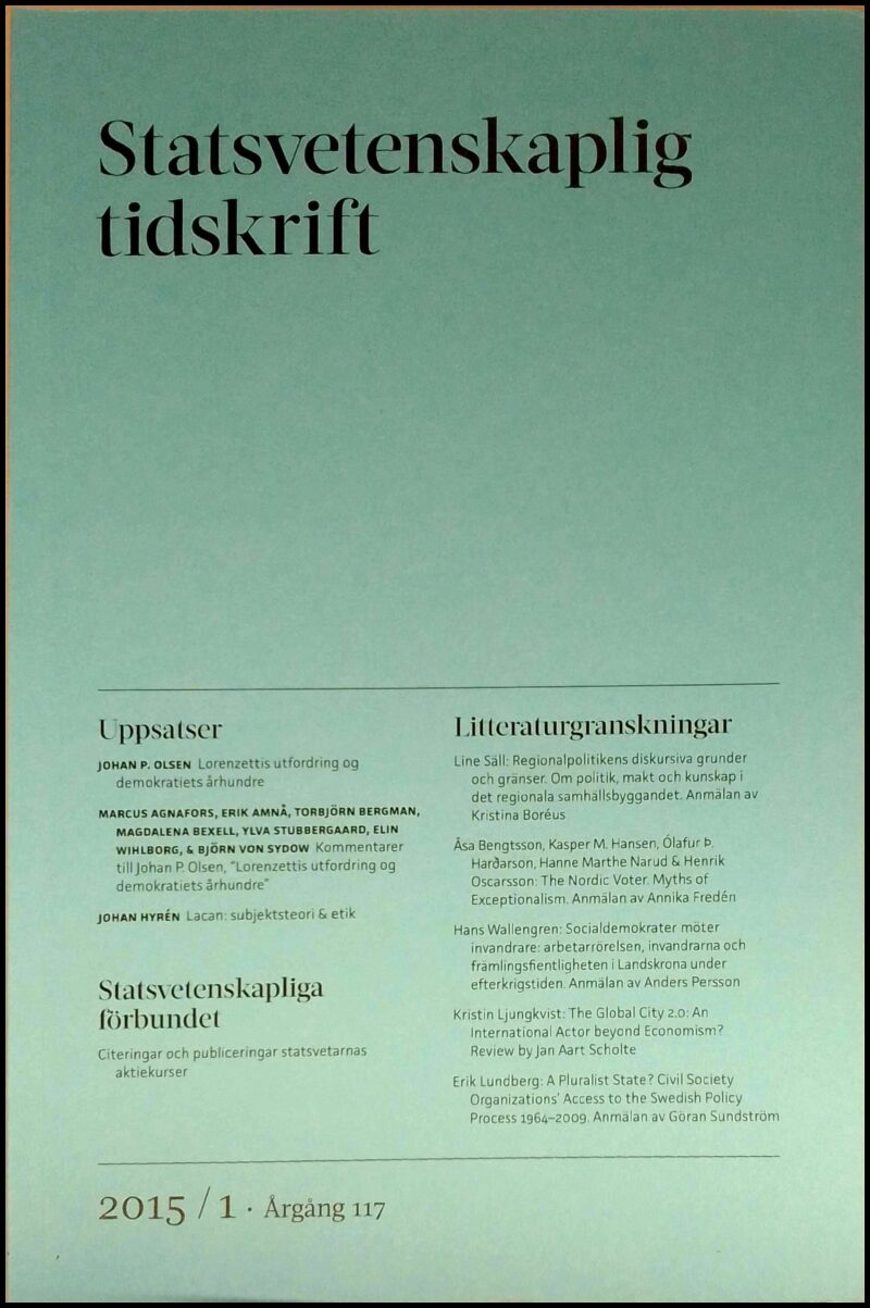 Statsvetenskaplig tidskrift | 2015 / 1