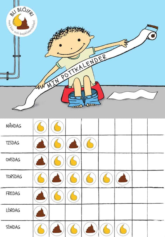 Sundby, Karin | Min Pottkalender : Bli blöjfri - rolig potträning med kiss- och bajsklistermärken