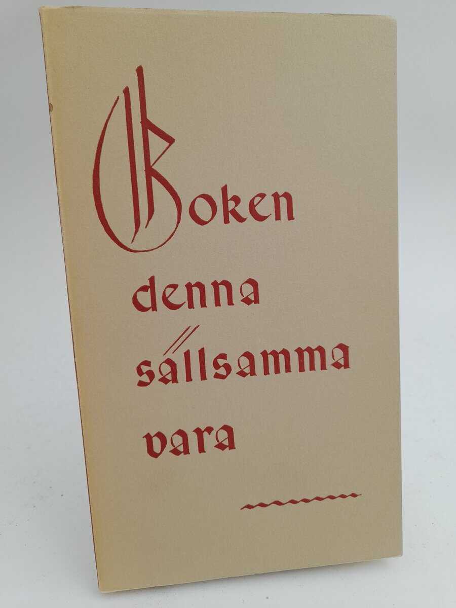 Setterblad, Oscar | Boken denna sällsamma vara