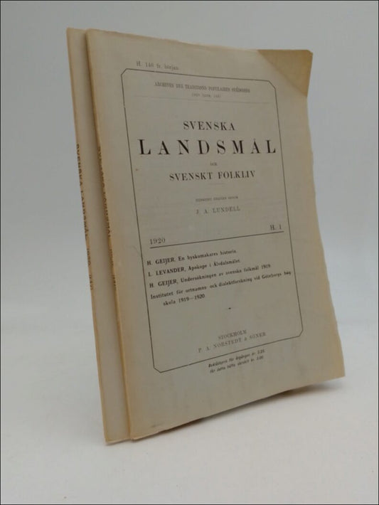 Lundell, J. A. (red) | Svenska landsmål (146) (147) : och svenskt folkliv 1920 H.1, H.2