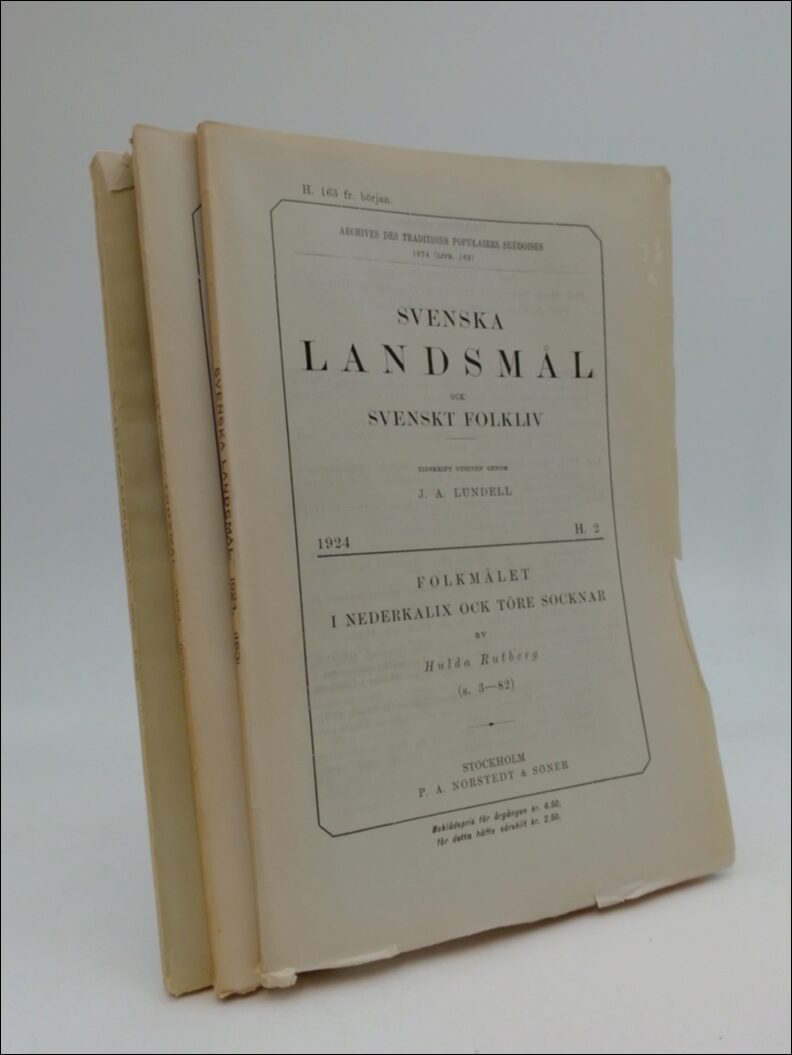 Lundel, J. A. (red) | Svenska landsmål (Livr. 163) (Livr. 164) (Livr. 165) : och svenskt folkliv  1924 (H. 2) (H. 3) (H. 4)