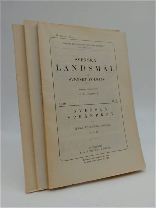 Lundell, J. A. | Svenska landsmål (Livr. 184) (livr. 186) (Livr. 188) : och svenskt folkliv 1929 H. 1 H. 3 H.5