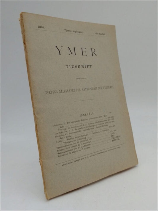 Pettersen, Karl et al | Ymer : 1884 (Fjerde årgången) 6:e häftet