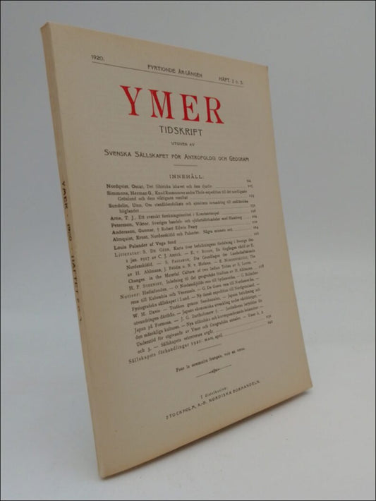 Nordqvist, Oscar | Simmons, Herman G et al | Ymer : Tidskrift 1920 Fyrtionde årgången Häft. 1-2