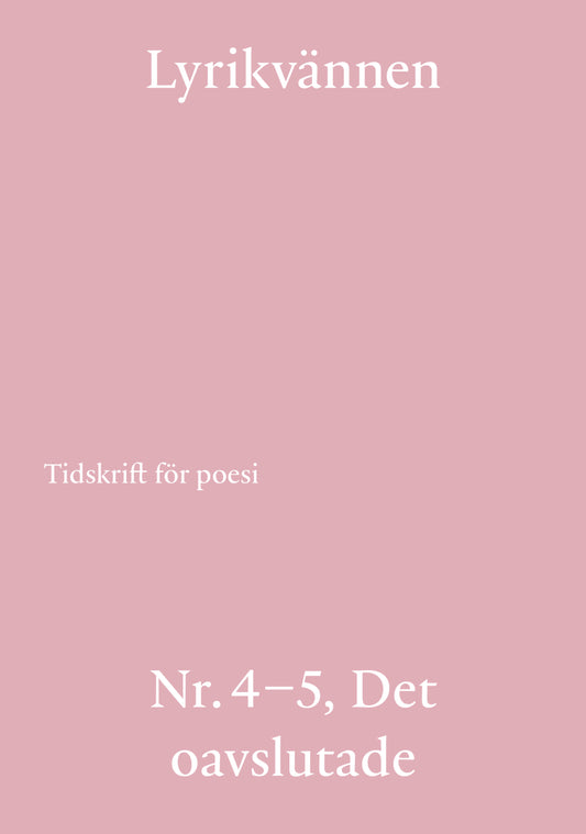 Wallander, Saga | Westman, Adam [red.] | Lyrikvännen 4-5 (2025)