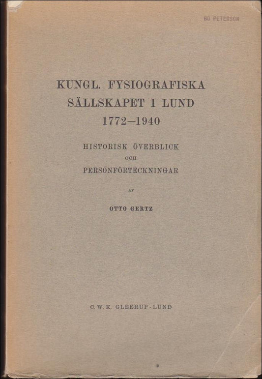 Gertz, Otto | Kungliga fysiografiska sällskapet i Lund 1772-1940 | Historisk överblick och personförteckningar