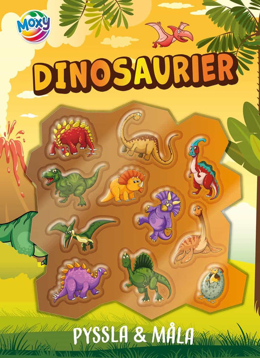 Pyssla och måla : Dinosaurier, med 3D klistermärken