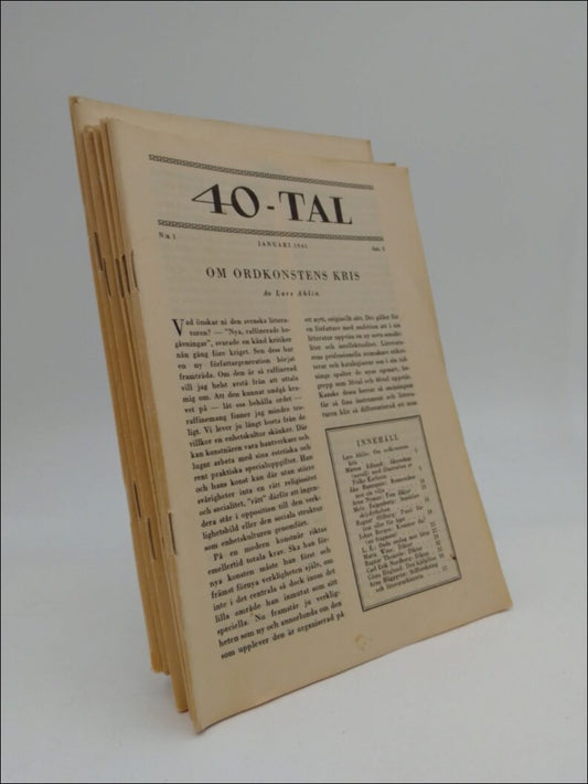 Aspenström, Werner | Edlund, Mårten et al (red) | 40-tal : Om ordkonstens kris, Inledning till Kafka, Ruiner och källspr...