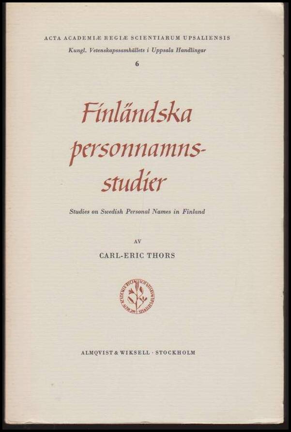 Thors, Carl-Eric | Finländska personnamnsstudier : Studies on Swedish Personal Names in Finland