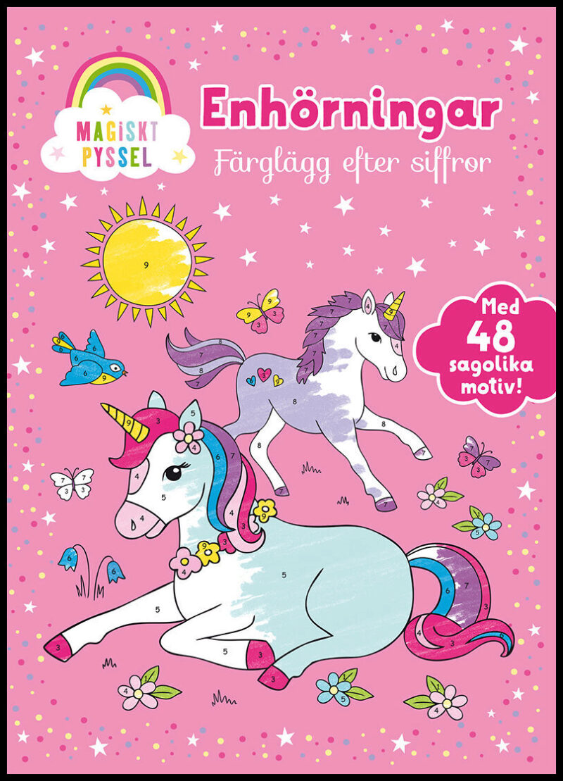 Enhörningar färglägg efter siffror